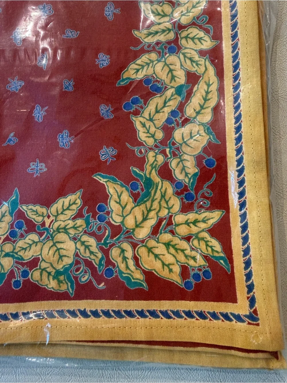 Williams Sonoma Vintage Provence Cotton Napkins Rust Blue Floral Set of 4 , NWT